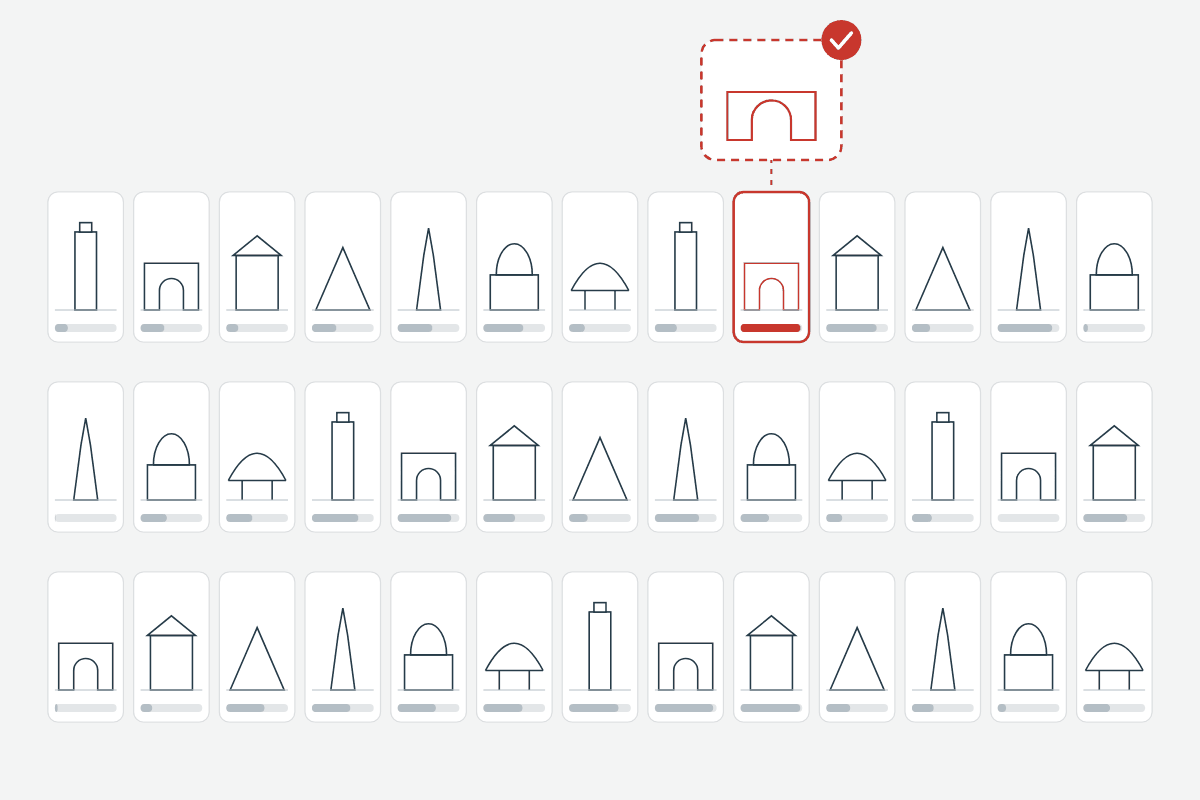 Thirty-nine waiting structures, with one chosen by the public vote